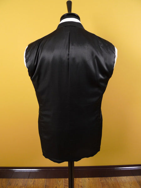 1950s 1960s English-Cut Black Wool DJ Dinner Suit 42R