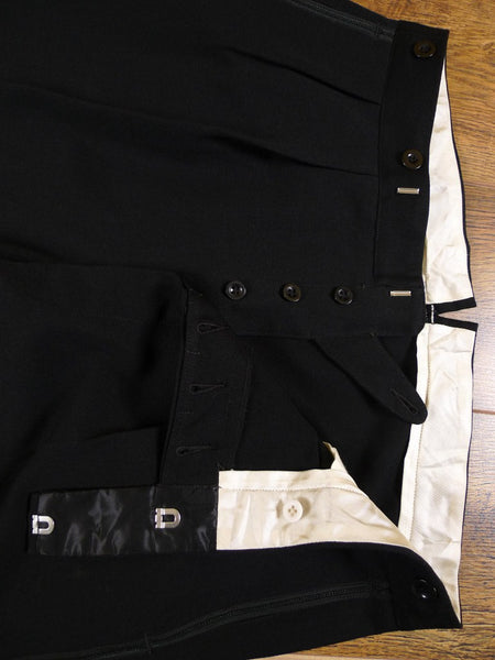 1950s 1960s English-Cut Black Wool DJ Dinner Suit 42R