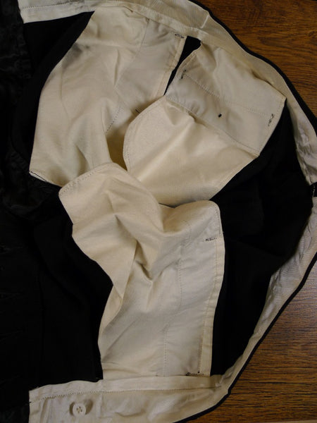 1950s 1960s English-Cut Black Wool DJ Dinner Suit 42R