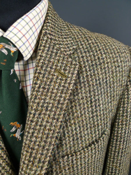 1950s 1960s Vintage Green Harris Tweed Hacking Jacket 40S