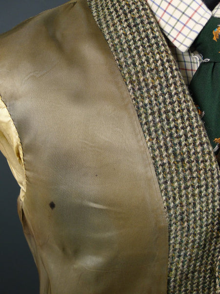 1950s 1960s Vintage Green Harris Tweed Hacking Jacket 40S