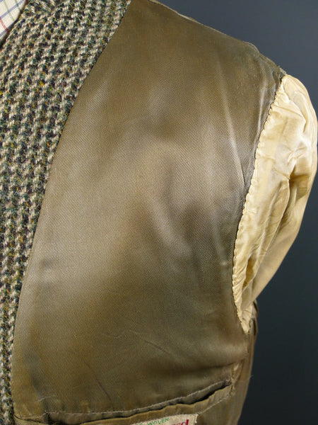 1950s 1960s Vintage Green Harris Tweed Hacking Jacket 40S