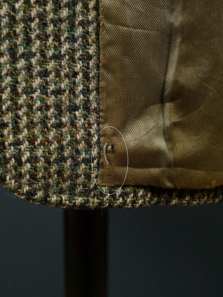 1950s 1960s Vintage Green Harris Tweed Hacking Jacket 40S