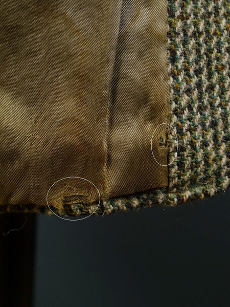 1950s 1960s Vintage Green Harris Tweed Hacking Jacket 40S