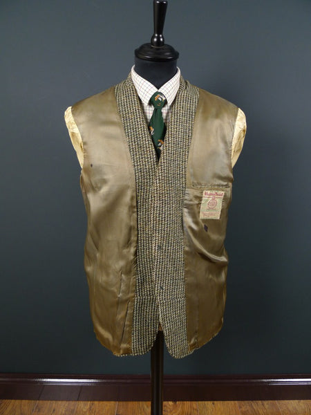 1950s 1960s Vintage Green Harris Tweed Hacking Jacket 40S