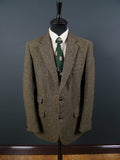 1950s 1960s Vintage Heavyweight Green Check Harris Tweed Jacket 40R