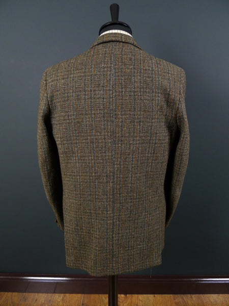 1950s 1960s Vintage Heavyweight Green Check Harris Tweed Jacket 40R