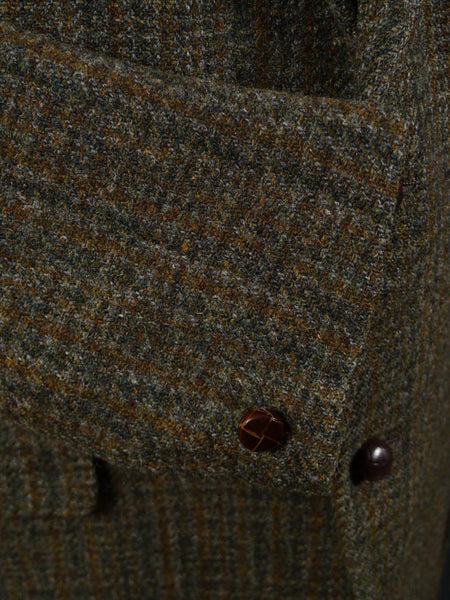 1950s 1960s Vintage Heavyweight Green Check Harris Tweed Jacket 40R