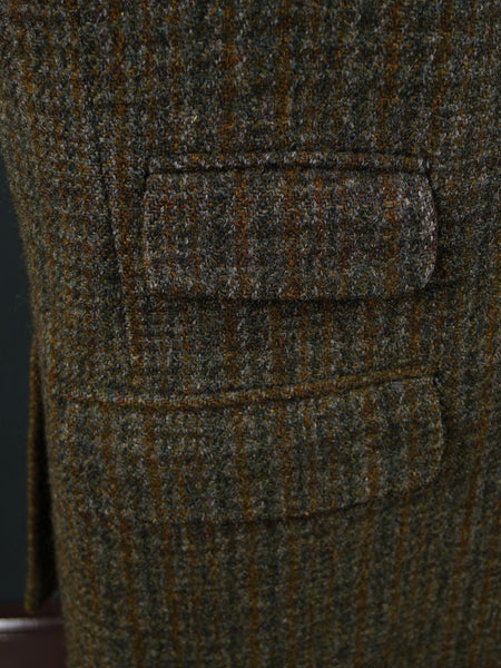 1950s 1960s Vintage Heavyweight Green Check Harris Tweed Jacket 40R