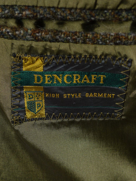 1950s 1960s Vintage Heavyweight Green Check Harris Tweed Jacket 40R