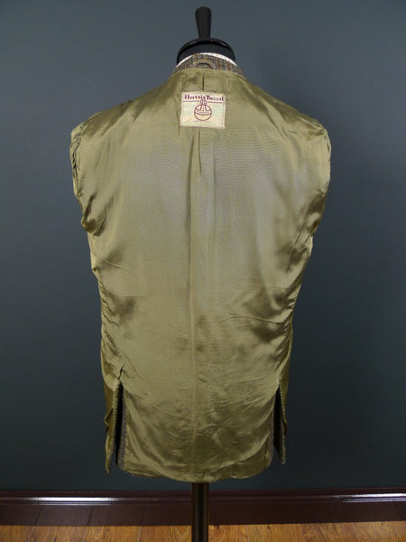 1950s 1960s Vintage Heavyweight Green Check Harris Tweed Jacket 40R