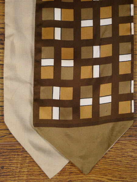 1950s 1960s Vintage Brown / Beige Geometric Pattern Rayon Cravat
