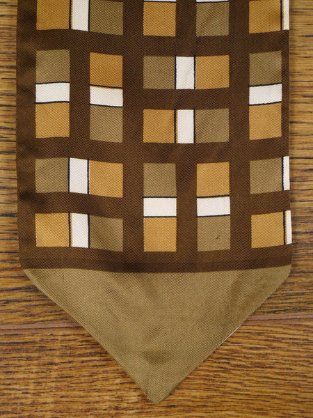 1950s 1960s Vintage Brown / Beige Geometric Pattern Rayon Cravat