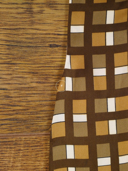 1950s 1960s Vintage Brown / Beige Geometric Pattern Rayon Cravat