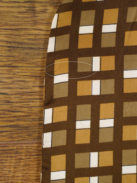 1950s 1960s Vintage Brown / Beige Geometric Pattern Rayon Cravat
