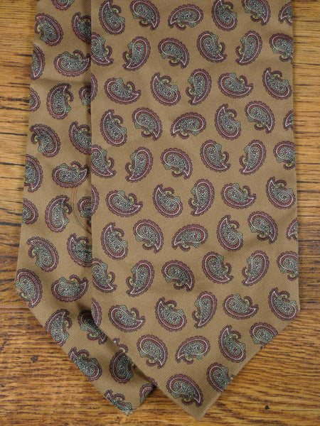 1950s 1960s Vintage Beige / Red Paisley Pattern Rayon Cravat