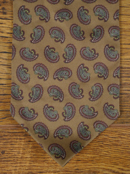 1950s 1960s Vintage Beige / Red Paisley Pattern Rayon Cravat