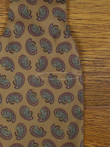 1950s 1960s Vintage Beige / Red Paisley Pattern Rayon Cravat