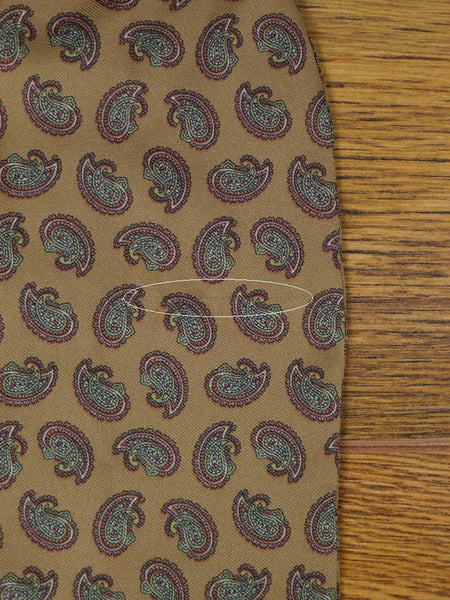 1950s 1960s Vintage Beige / Red Paisley Pattern Rayon Cravat