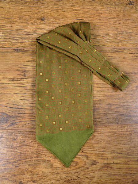 1950s 1960s Vintage Green / Red Pattern Rayon Cravat