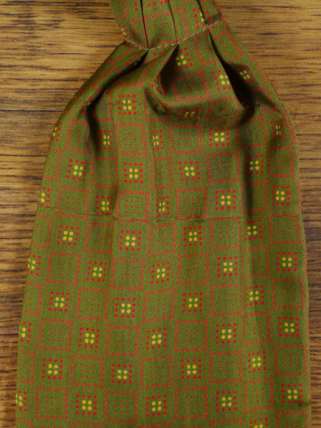 1950s 1960s Vintage Green / Red Pattern Rayon Cravat