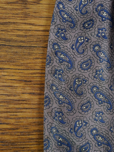 1950s 1960s Vintage Grey / Blue Paisley Pattern All Silk Cravat