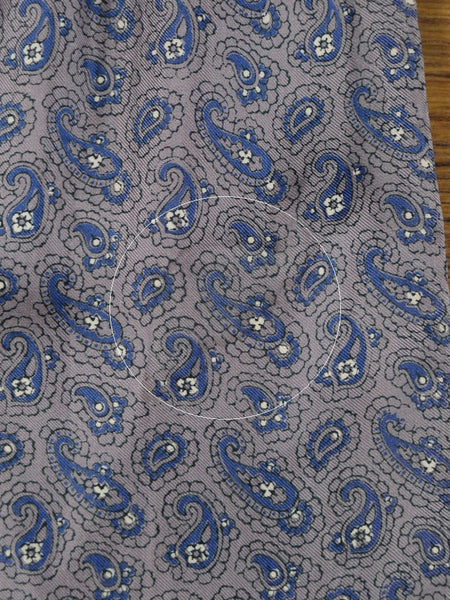 1950s 1960s Vintage Grey / Blue Paisley Pattern All Silk Cravat