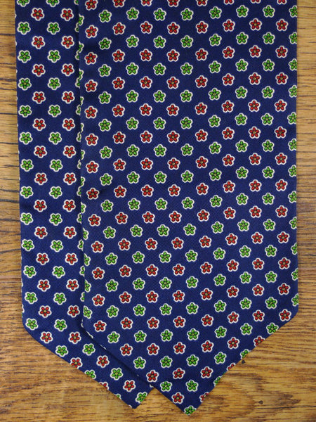 1950s 1960s Vintage Blue / Green & Red Floral Pattern Rayon Cravat