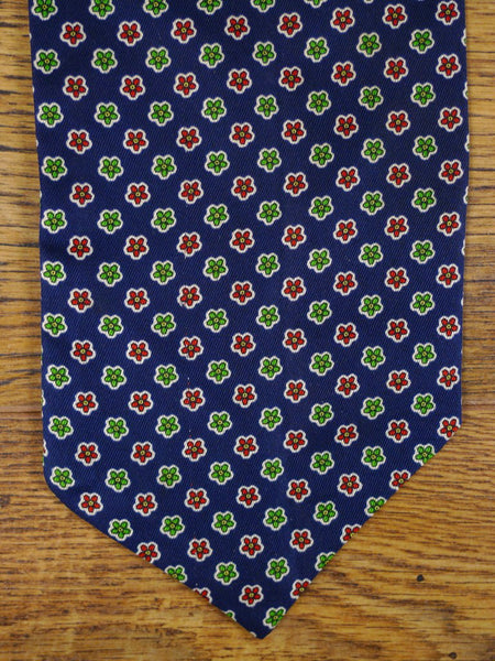 1950s 1960s Vintage Blue / Green & Red Floral Pattern Rayon Cravat