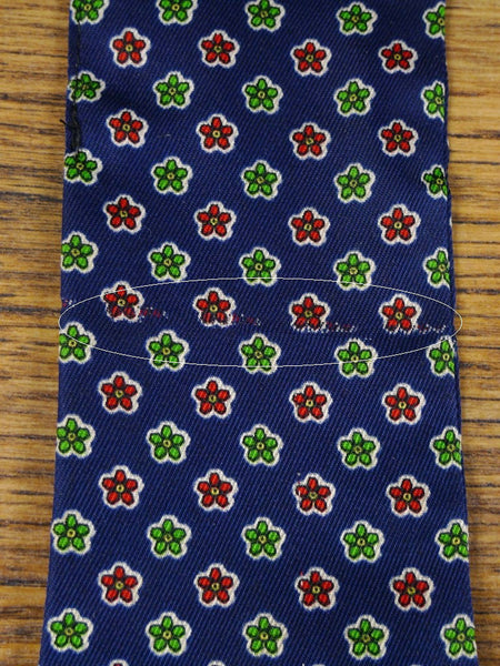 1950s 1960s Vintage Blue / Green & Red Floral Pattern Rayon Cravat
