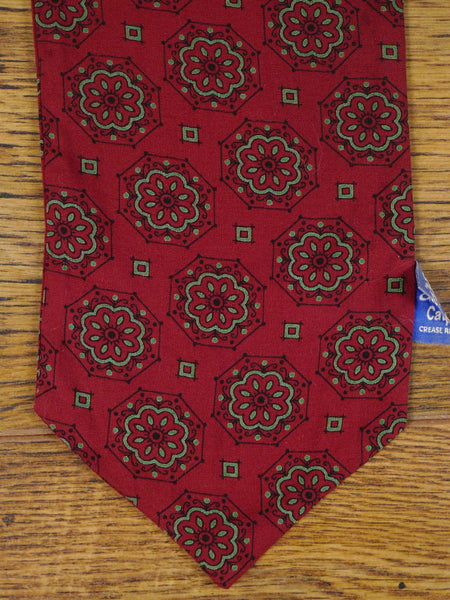 1950s 1960s Vintage Red / Green Floral Pattern Rayon Cravat
