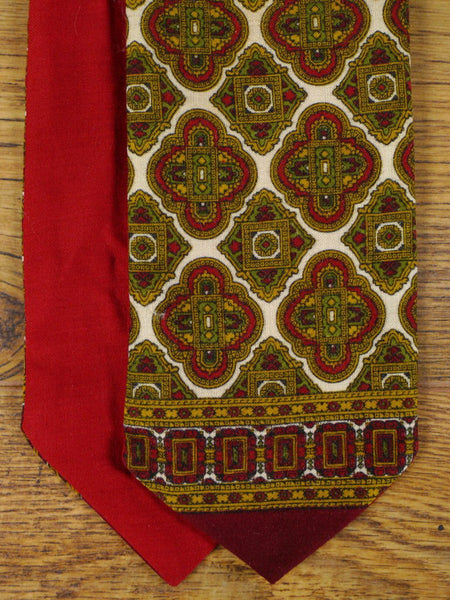 1950s 1960s Vintage Multi-Colour Pattern Rayon Cravat