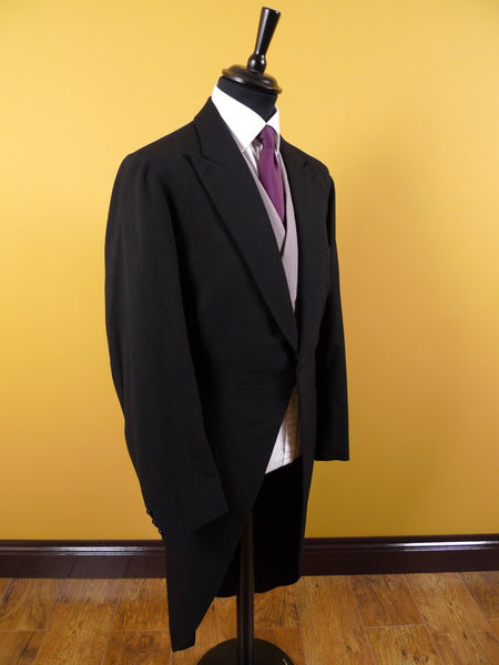 1957 Bespoke Tailored Black Wool Morning Coat 38L