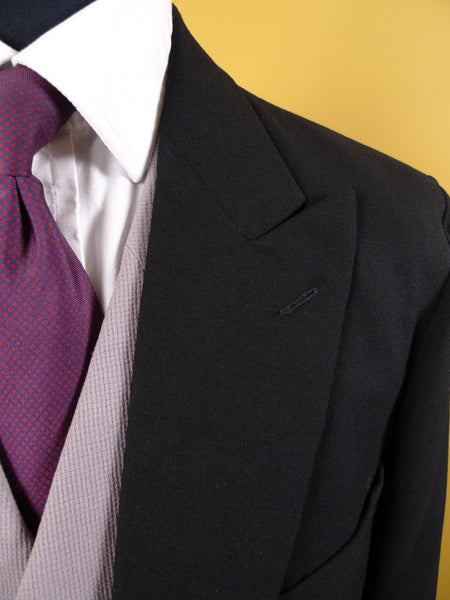 1957 Bespoke Tailored Black Wool Morning Coat 38L