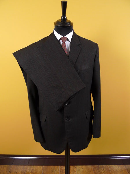1960s Tailored Brown Twist Wool 3 Button Suit 38R