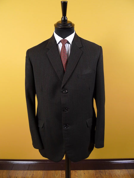 1960s Tailored Brown Twist Wool 3 Button Suit 38R