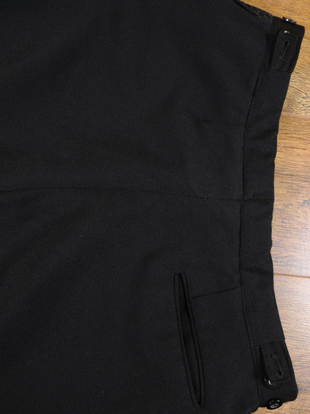 1960s Vintage Black Barathea Wool Evening Trousers 34S