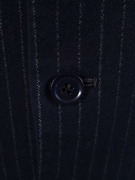1960s Tailored Navy Blue Rope-Stripe 3-Button Worsted Suit 36