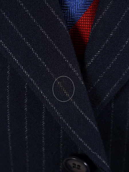 1960s Tailored Navy Blue Rope-Stripe 3-Button Worsted Suit 36