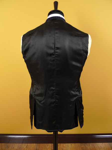 1960s Tailored Navy Blue Rope-Stripe 3-Button Worsted Suit 36