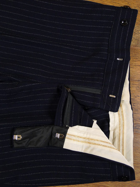 1960s Tailored Navy Blue Rope-Stripe 3-Button Worsted Suit 36
