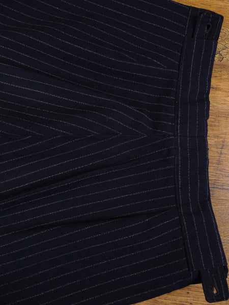 1960s Tailored Navy Blue Rope-Stripe 3-Button Worsted Suit 36