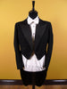 1940s 1950s Tailored Black Barathea Wool Evening Tailcoat 36L