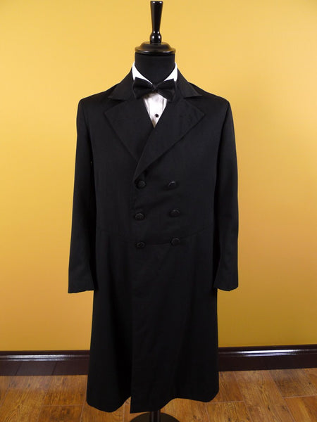 1910s 1920s Edwardian Vintage Black Wool Morning Frock Coat 36S Steampunk