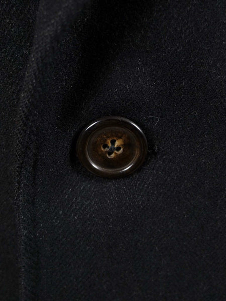 1940s Vintage Tailored Heavyweight Black H/Bone Wool Raglan Overcoat 40L