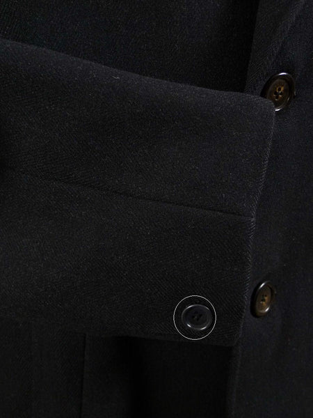 1940s Vintage Tailored Heavyweight Black H/Bone Wool Raglan Overcoat 40L