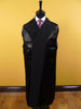 1940s Vintage Tailored Heavyweight Black H/Bone Wool Raglan Overcoat 40L