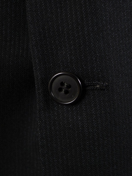 1960s Narrow Lapel 3 Button Black / Grey Stripe Tailored Suit 40L