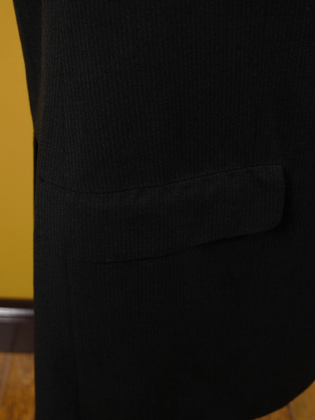 1960s Narrow Lapel 3 Button Black / Grey Stripe Tailored Suit 40L