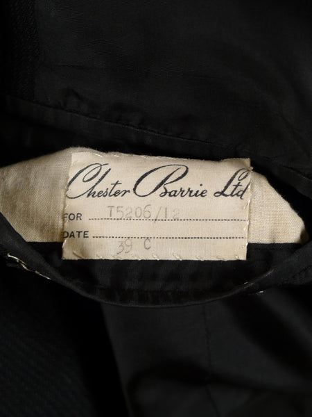 1960s Narrow Lapel 3 Button Black / Grey Stripe Tailored Suit 40L